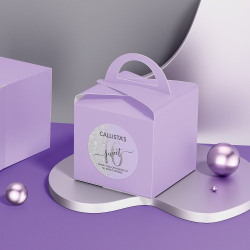 Lavender Silver Glitter Ombre Sweet 16 Favor Classic Round Sticker