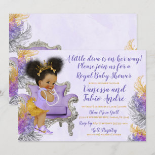 Lavender Silver Gold Watercolor Baby Shower Invitation