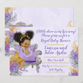 Lavender Silver Gold Watercolor Baby Shower Invitation