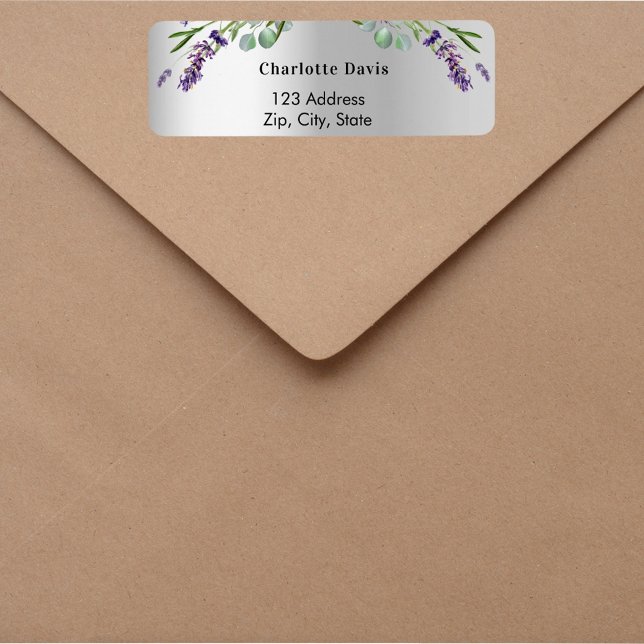 Lavender silver greenery return address label (Creator Uploaded)