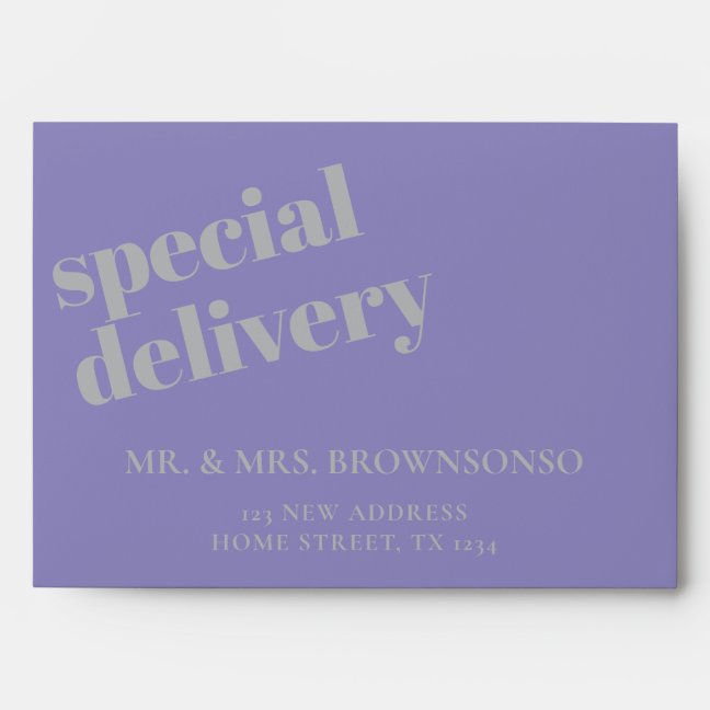Lavender Silver home special delivery newly weds Envelope