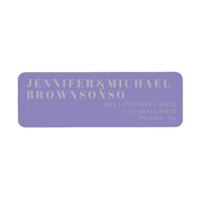 Lavender Silver Minimalistic Wedding Label (Front)