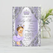 Lavender Silver Princess Baby Shower Invitation (Standing Front)