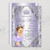Lavender Silver Princess Baby Shower Invitation (Front/Back)