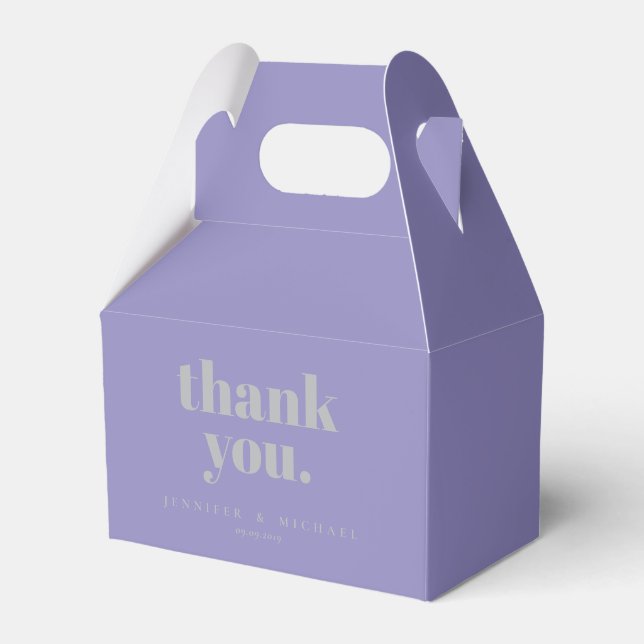 Lavender Silver Signature Thank you Favor Boxes (Front Side)