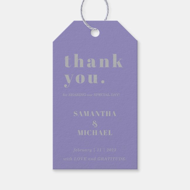 Lavender Silver Simple Classic Wedding Thank You Gift Tags