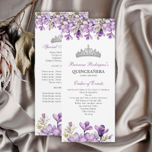 Lavender Silver Tiara Floral Quinceañera Program