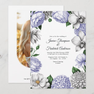 Lavender & Silver Watercolor Floral Wedding Invitation