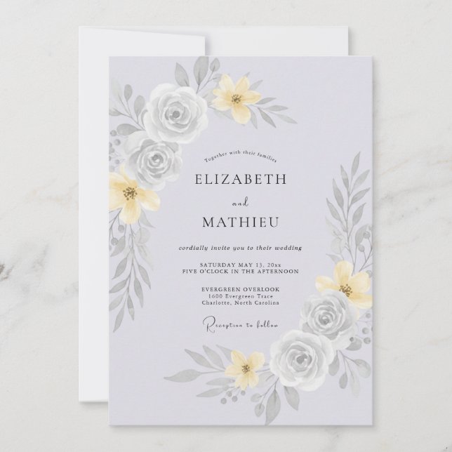 Lavender Silvered Spring Wedding Invitation (Front)