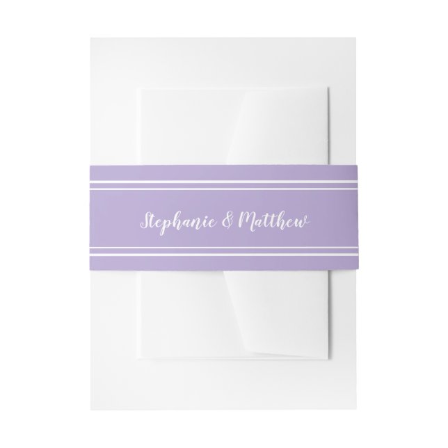 Lavender Simple Elegant Minimalist Wedding Invitation Belly Band (Front Example)