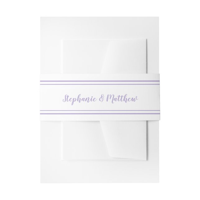 Lavender Simple Elegant Modern Wedding Invitation Belly Band (Front Example)