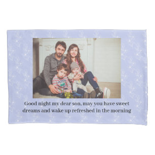 Lavender Simple Floral Blue w/ Photo Pillow Case