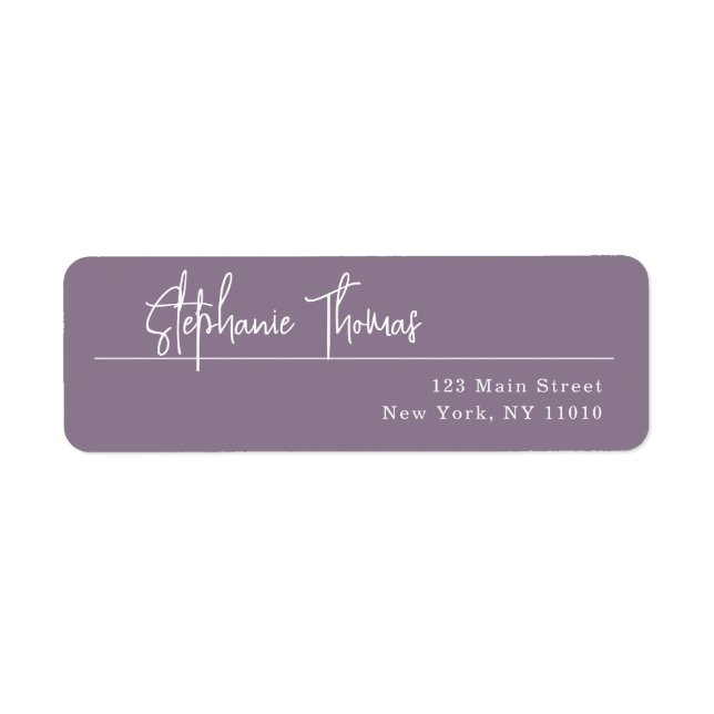 Lavender Simple Modern Return Address Label (Front)