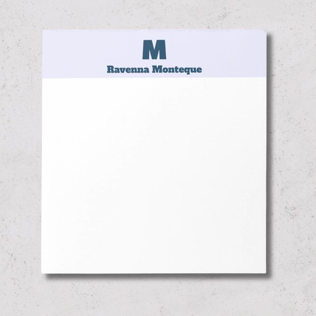 Lavender Simple Personalized Name Letter Monogram Notepad (Creator Uploaded)