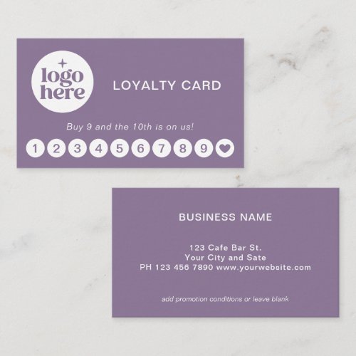 Lavender Simple Professional Logo Loyalty Card