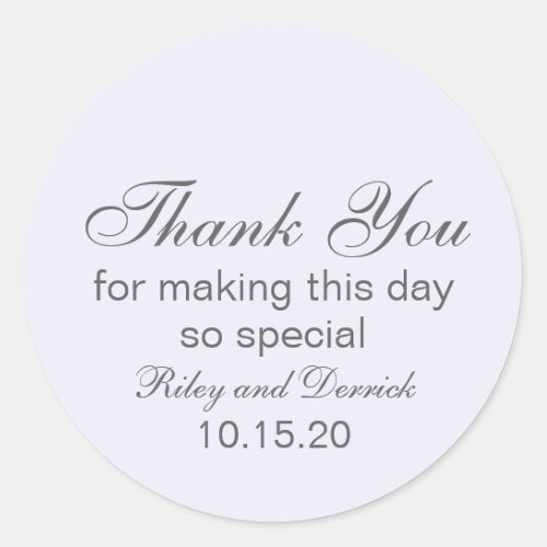 Lavender Simple Thank You Wedding Classic Round Sticker