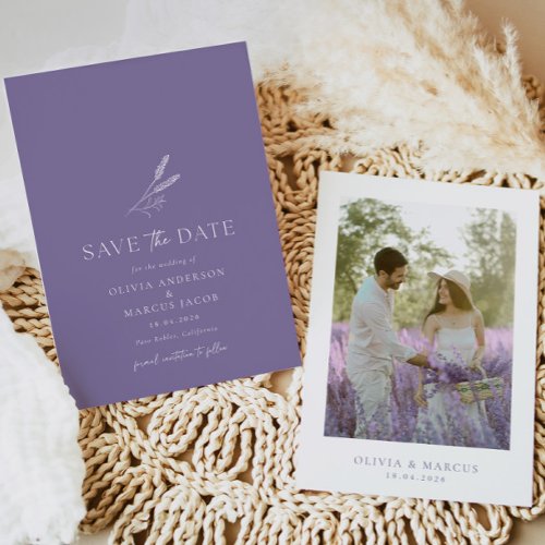 Lavender Simple Wedding Save The Date Invitation