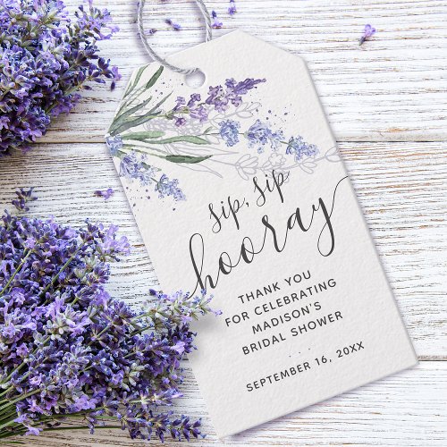 Lavender Sip Sip Hooray Favor Bridal Shower Gift Tags