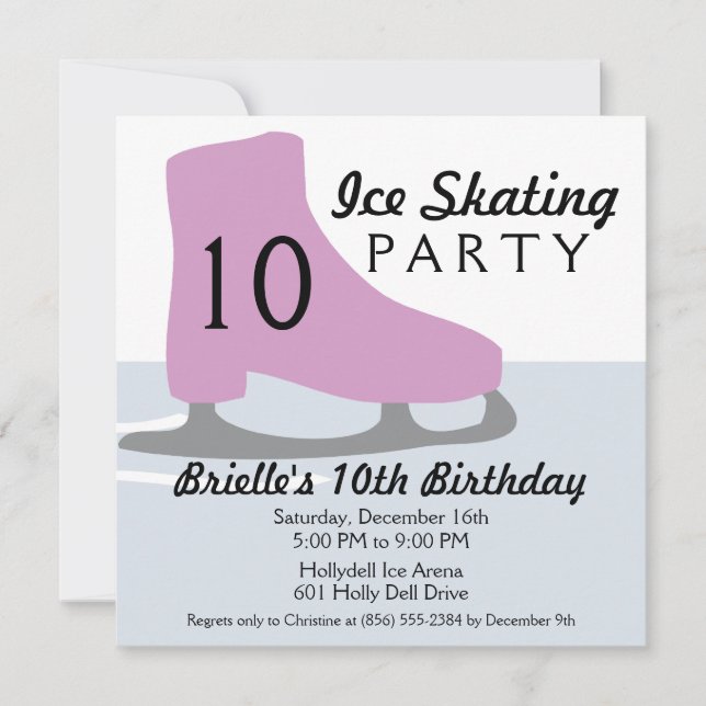 Lavender Skate Date Ice Skating Birthday Party Invitation (Front)