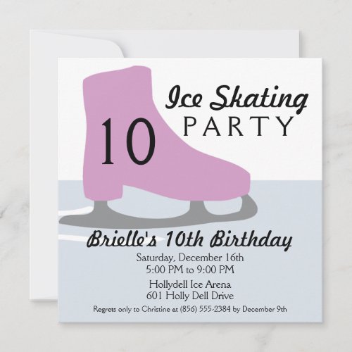 Lavender Skate Date Ice Skating Birthday Party Custom Invites