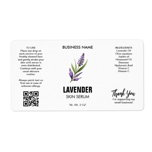 Lavender Skin Serum Template Labels