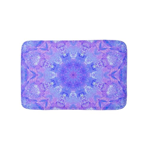 Lavender Sky Blue Purple Sparkle Damask   Bath Mat