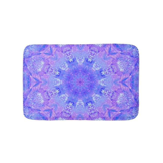 Lavender Sky Blue Purple Sparkle Damask   Bath Mat (Front)