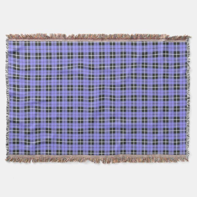 lavender sky light blue white/black stripe throw blanket (Front)