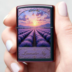 Lavender Sky Sunset Field Classic Iridescent Case Zippo Lighter