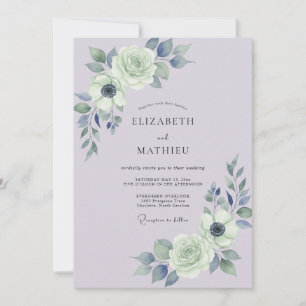 Lavender Slate Ranunculus Sage Wedding Invitation