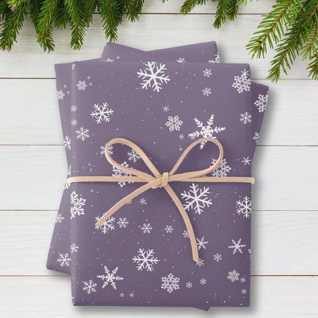 Lavender Snowflake Snow Winter Christmas Holidays Wrapping Paper Sheets (Creator Uploaded)