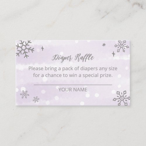 Lavender Snowflakes Baby Shower Diaper Raffle Enclosure Card