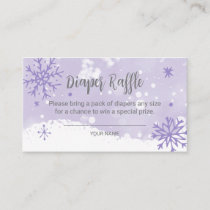 Lavender Snowflakes Baby Shower Diaper Raffle Enclosure Card
