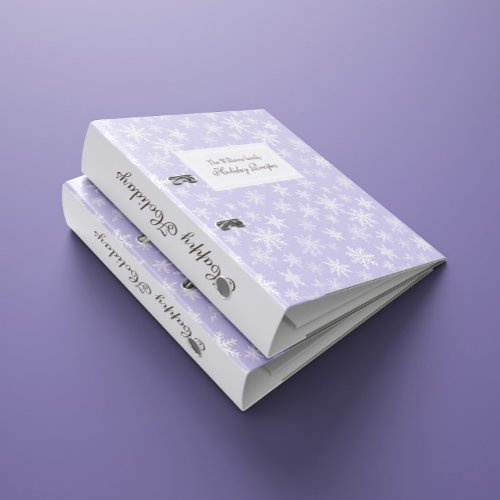 Lavender Snowflakes Holiday Family 3 Ring Binder