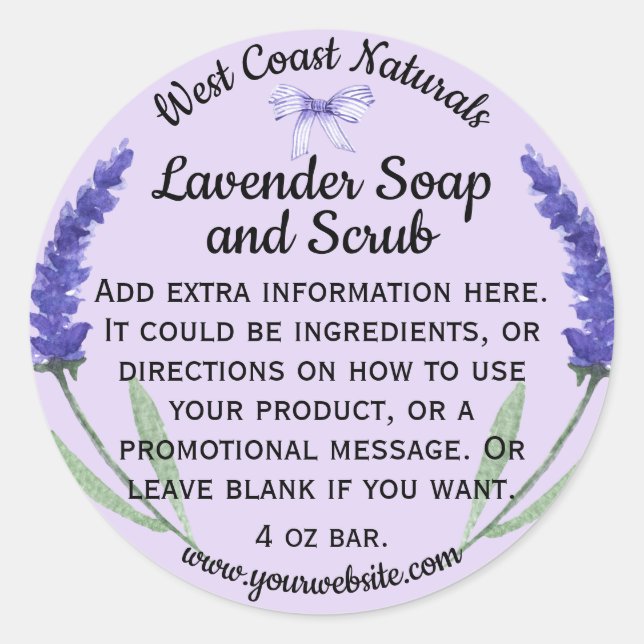 Lavender Soap and Bath Products Label - 2 (Front)