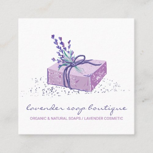 Lavender Soap Purple Bath Cosmetic Square Business Card