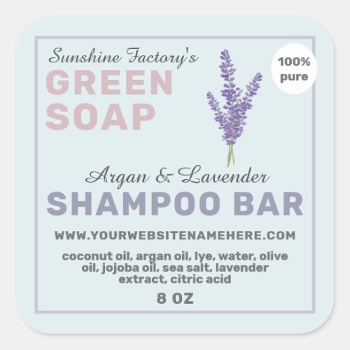 Lavender Soap Shampoo Bar Pastel Blue Purple Square Sticker