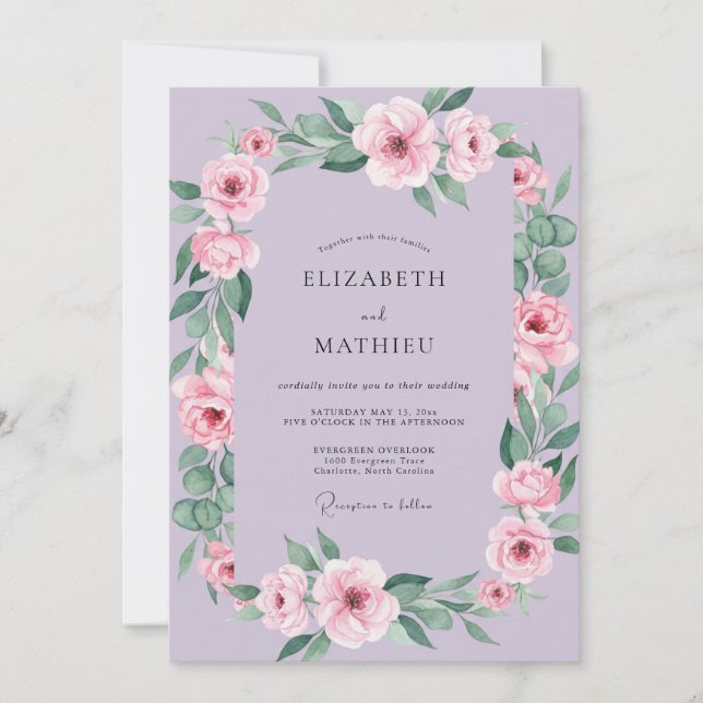 Lavender Soft Blossom Romance Wedding Invitation (Front)