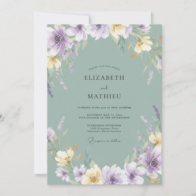 Lavender Soft Floral Spring Wedding Invitation (Front)