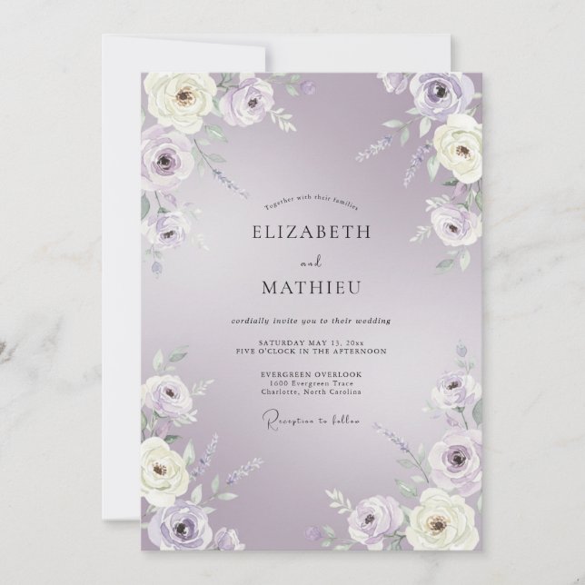 Lavender Soft Flourish Wedding Invitation (Front)