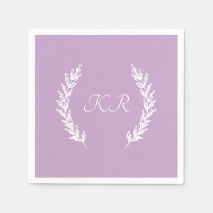 Lavender Soft Purple Floral Monogram Wedding  Napkins