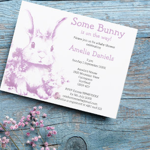 Lavender Some Bunny is coming Baby Shower  Invitation