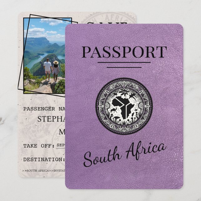 Lavender South Africa Passport Save The Date (Front/Back)