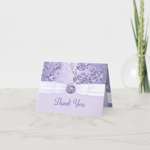 Lavender Sparkle Wonderland Wedding Letterpress Thank You Card