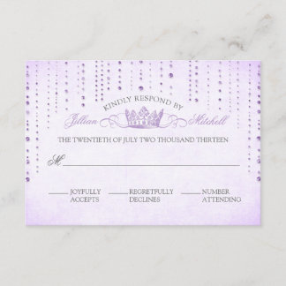 Lavender Sparkles & Crown Fairytale RSVP Card