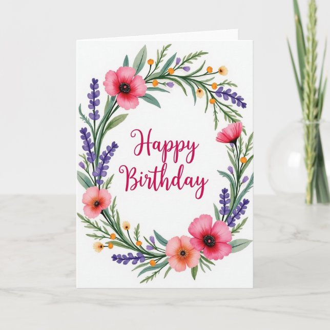 Lavender Sprig Birthday Card (Front)