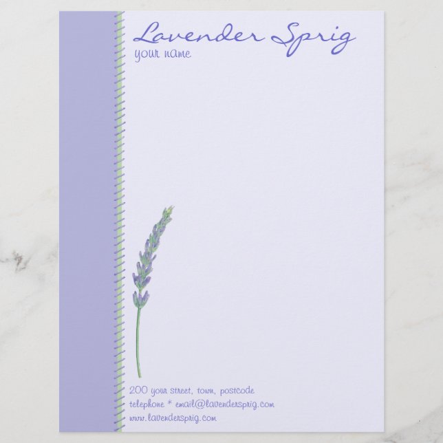 Lavender Sprig Letterhead (Front)