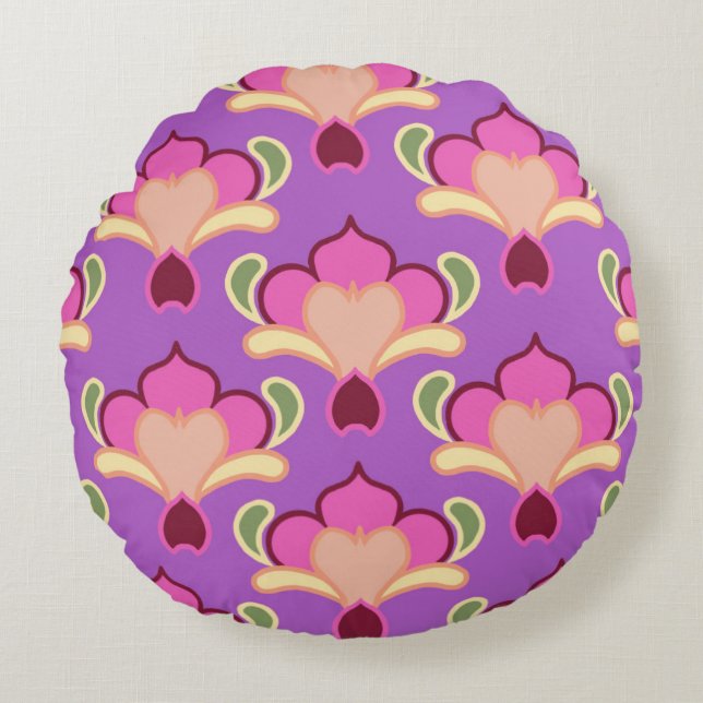 Lavender Sprig Round Pillow (Front)