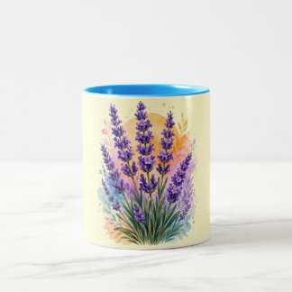 Lavender Sprig Watercolor Two-Tone Mug