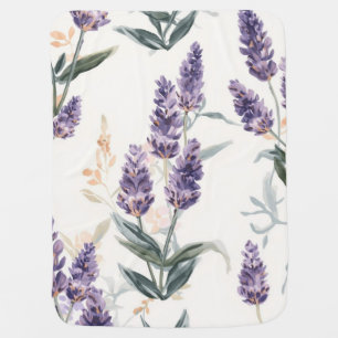 Lavender Sprigs Watercolor Botanical Purple Floral Baby Blanket